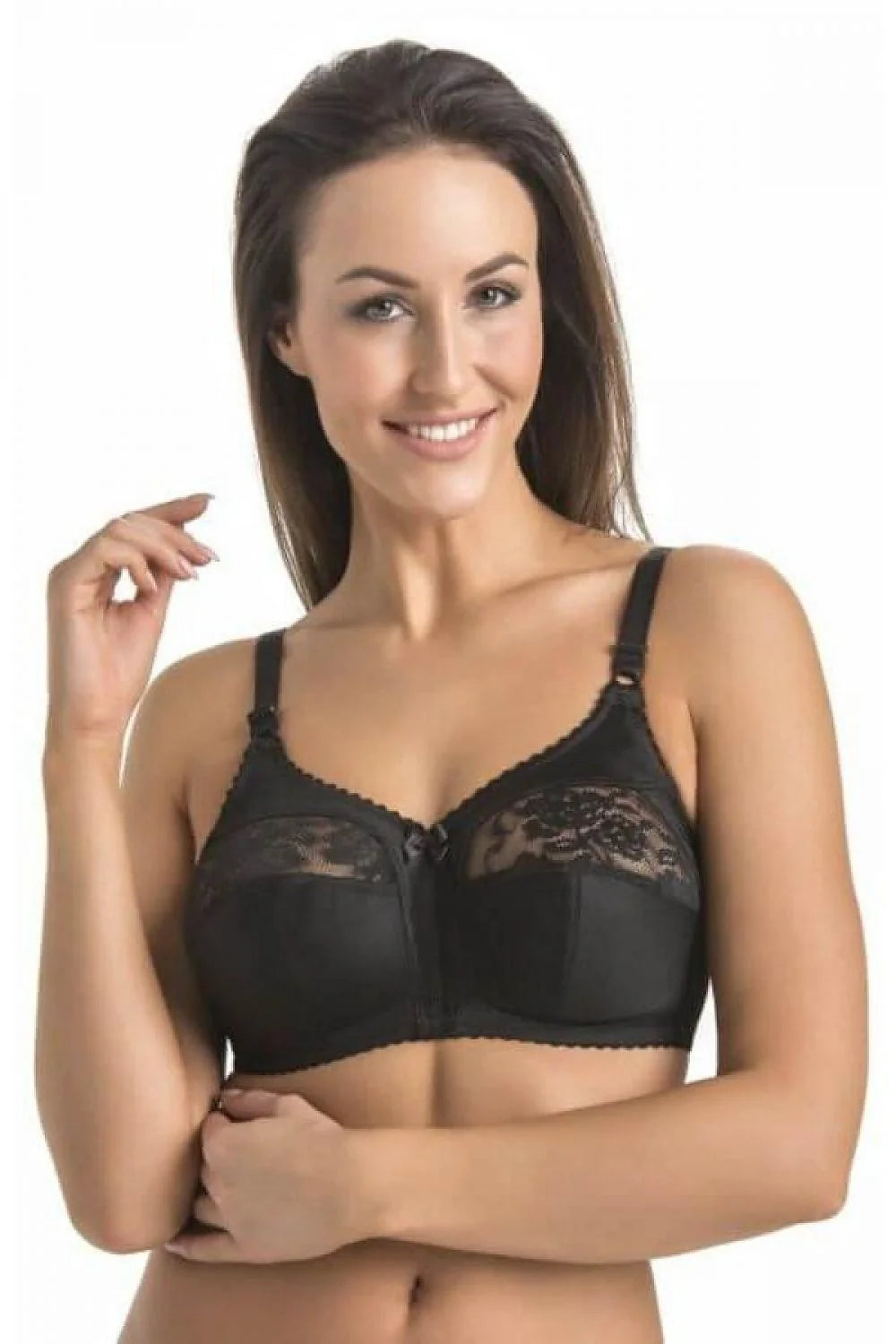 Soutien-gorge sans armature noir dentelle florale ajustable bretelles réglables bonnets pleins femme