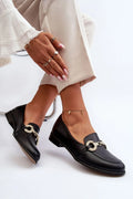 Mocassins élégants pour femme en cuir naturel classiques ornement doré talon renforcé semelle cuir naturel 6 cm