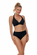 Ensemble maillot de bain deux pièces femme bikini culotte taille haute noir classique chic moderne