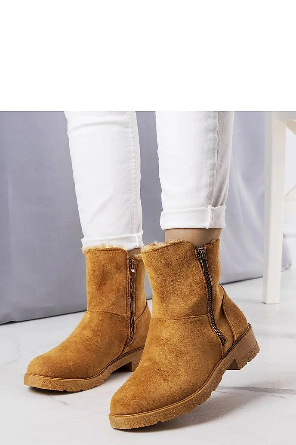 Bottes Solea style décontracté modernes couleur camel cuir écologique doublure fourrure mid-calf femmes automne hiver