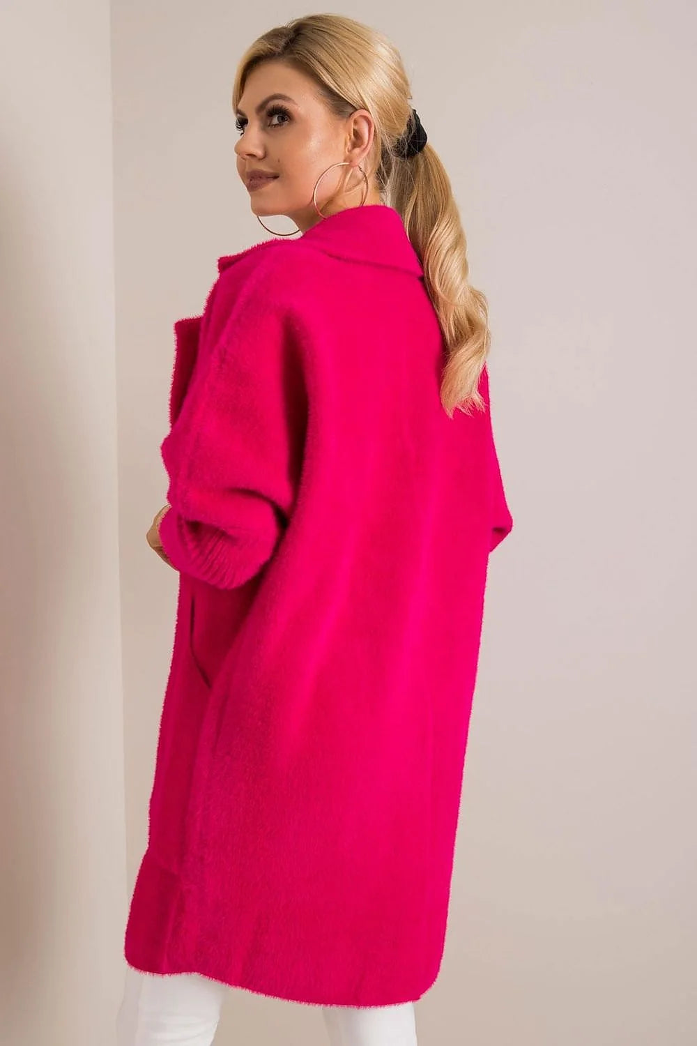 Manteau MBM pour femme coupe droite longueur mi-cuisse poches latérales col à revers matériau doux automne-hiver