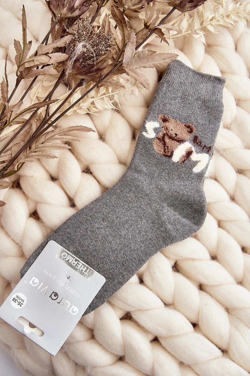 Chaussettes Step in style pour femmes, motif ours en peluche, coton élasthanne, coupe standard, taille 35-38, chaussettes chaudes