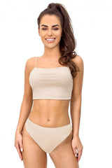 ensemble lingerie femme nude beige microfibre stretch invisible sans coutures bralette crop top bretelles fines culotte échancrée taille mi haute