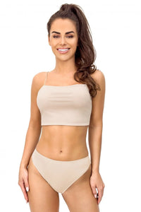 ensemble lingerie femme nude beige microfibre stretch invisible sans coutures bralette crop top bretelles fines culotte échancrée taille mi haute