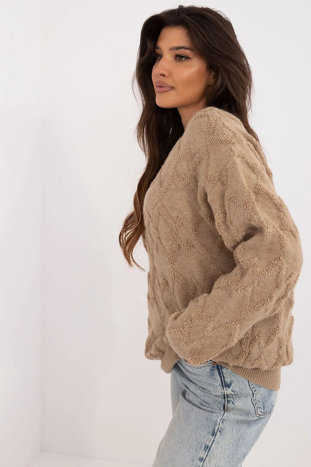 Chandail pour femme style casual texture variée manches longues encolure ronde acrylique nylon polyester