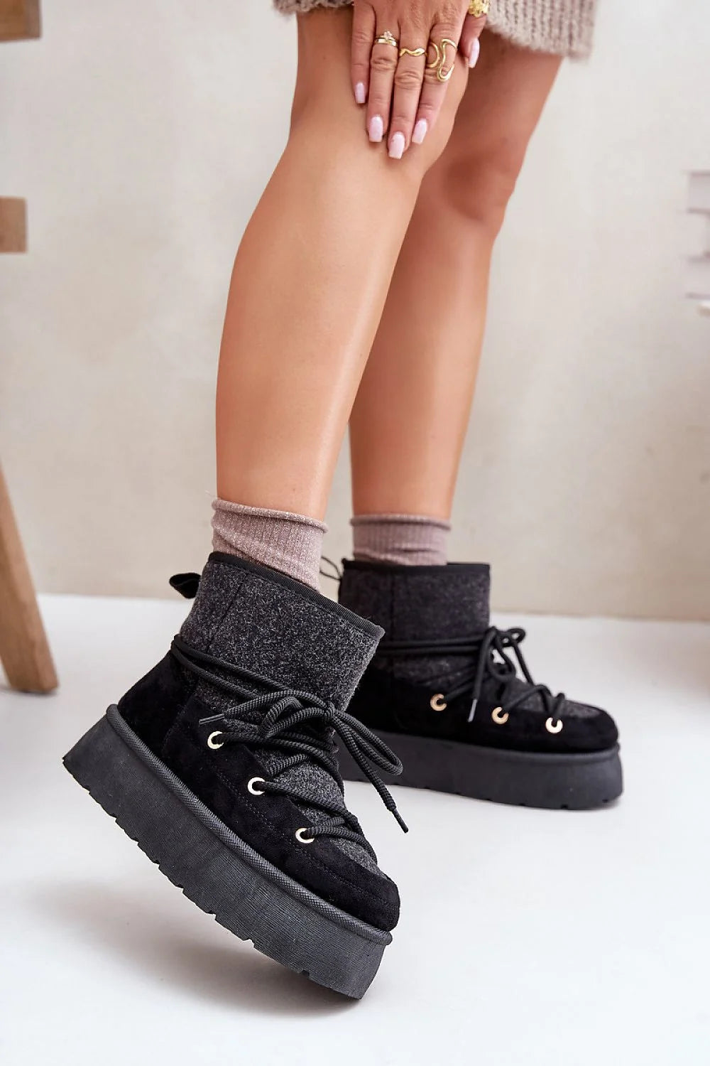Bottes de neige Step in style cuir suédé fourrure hauteur 15 cm plateforme 5 cm femmes