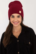 bonnet Rue Paris acrylique bordeaux slouch côtelé doux isolant extensible ajustable étiquette similicuir discrète quotidien élégant femmes
