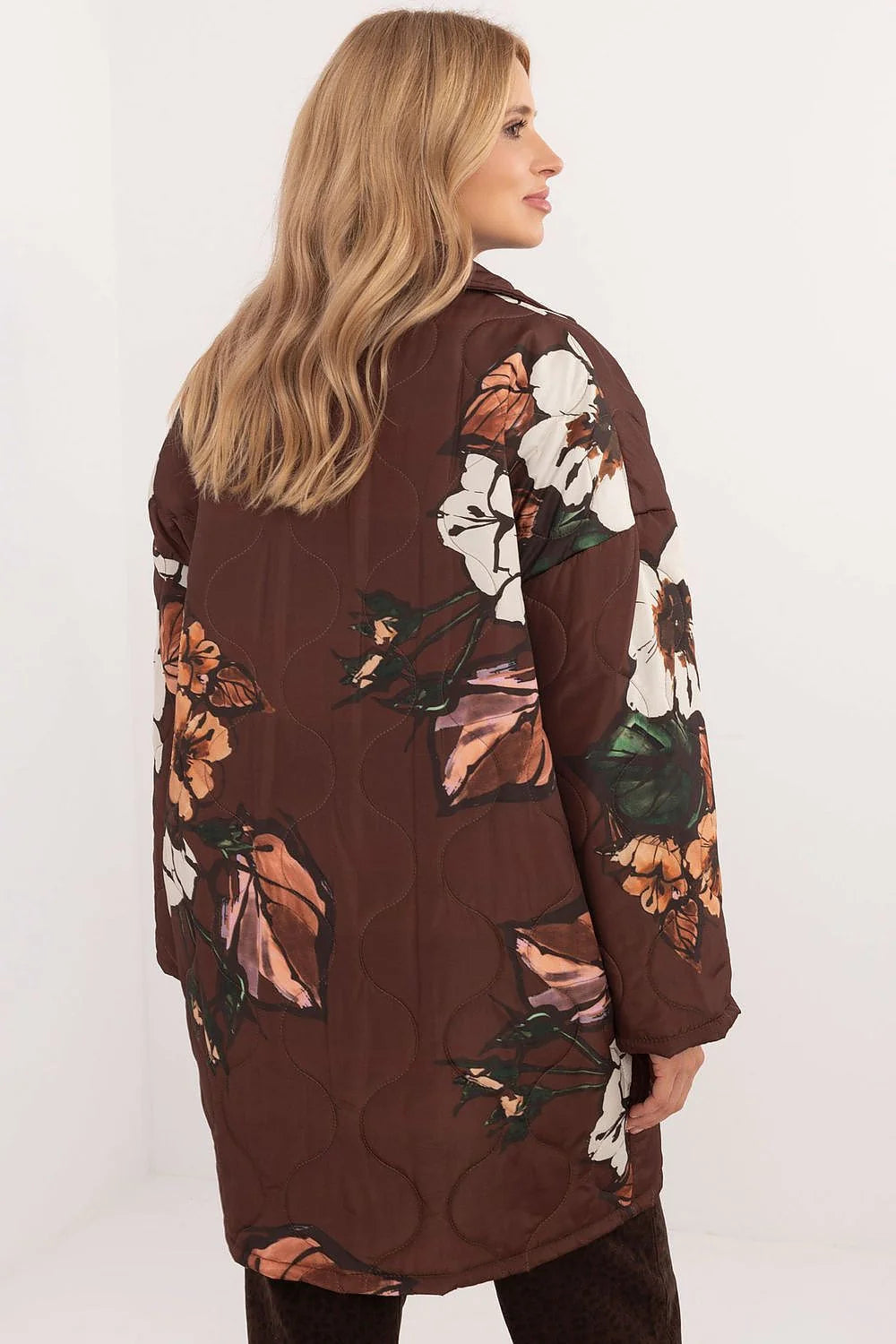 Veste femme automne-hiver printemps coupe allongée imprimé floral matelassé élégant confortable mode