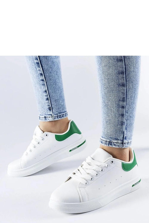 Baskets Solea femmes design moderne basse couleur blanche verte matériau synthétique cuir lisse lacets blancs ventilation semelle épaisse