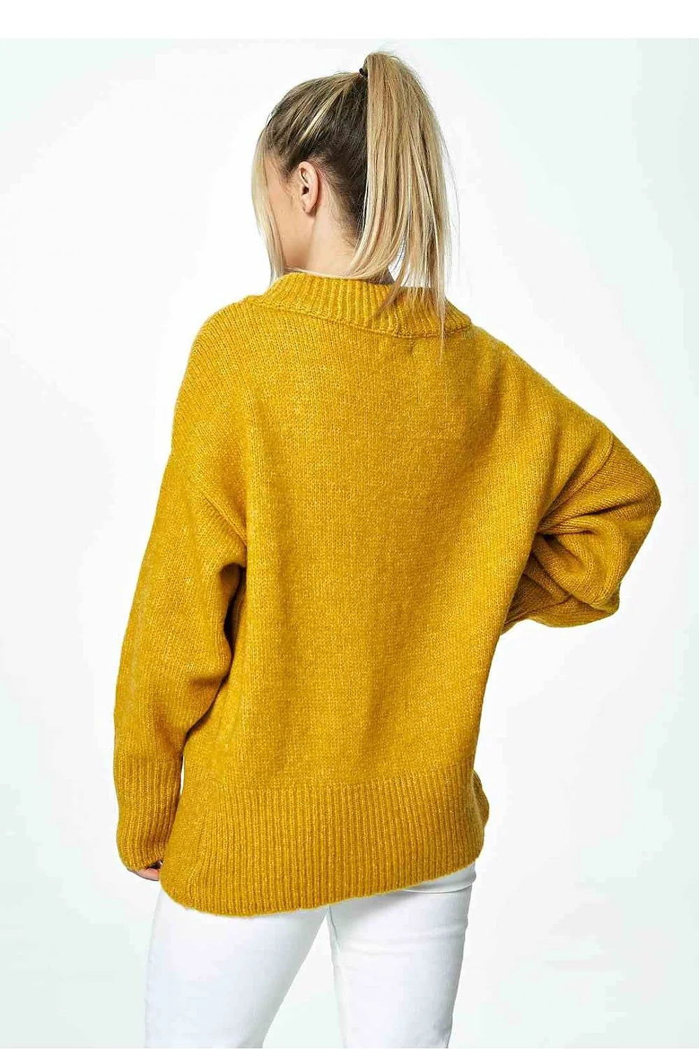 Pull ample pour femme en laine acrylique et polyester, rose pastel, manches longues côtelées, col rond, style classique, doux et confortable