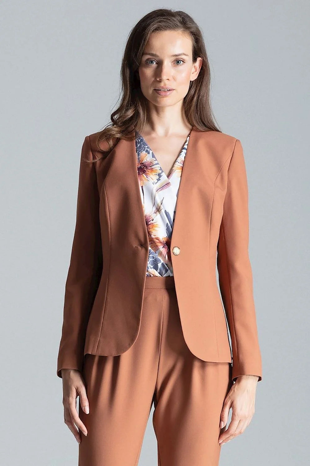 Veste tailleur femme rouge polyester élasthanne élégante ajustée manches longues professionnelle réunions formelles