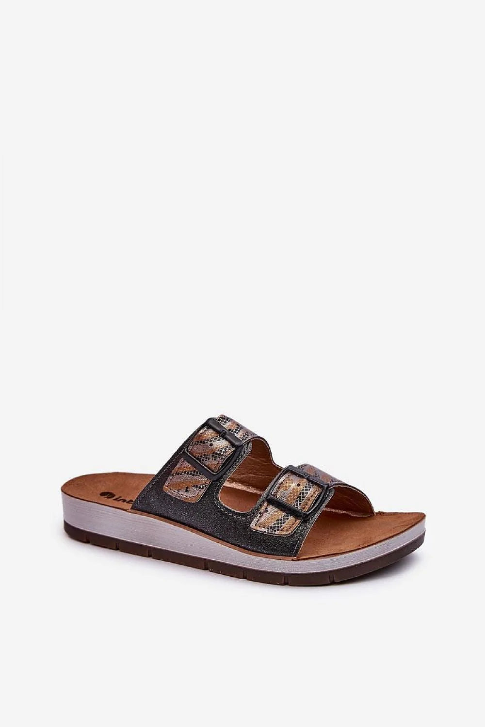 Sandales femmes design contemporain brides métalliques imprimé animal cuir écologique insole cork mode été style audacieux confort durable