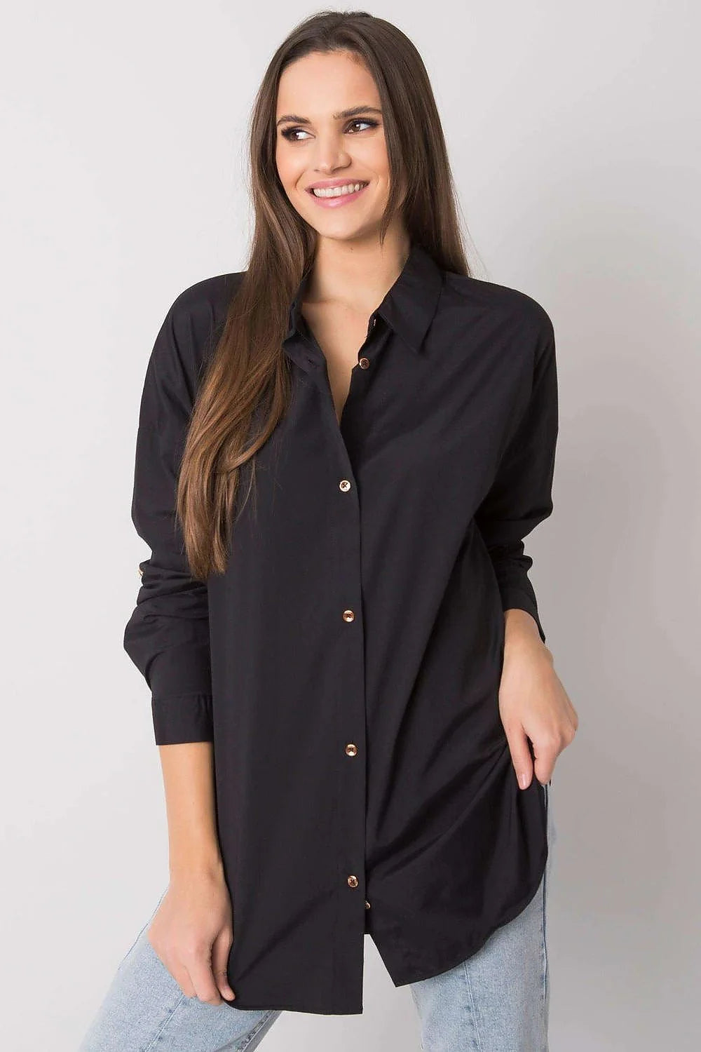 Chemise femme beige taupe ample coton polyester style décontracté élégante boutons marron oversize