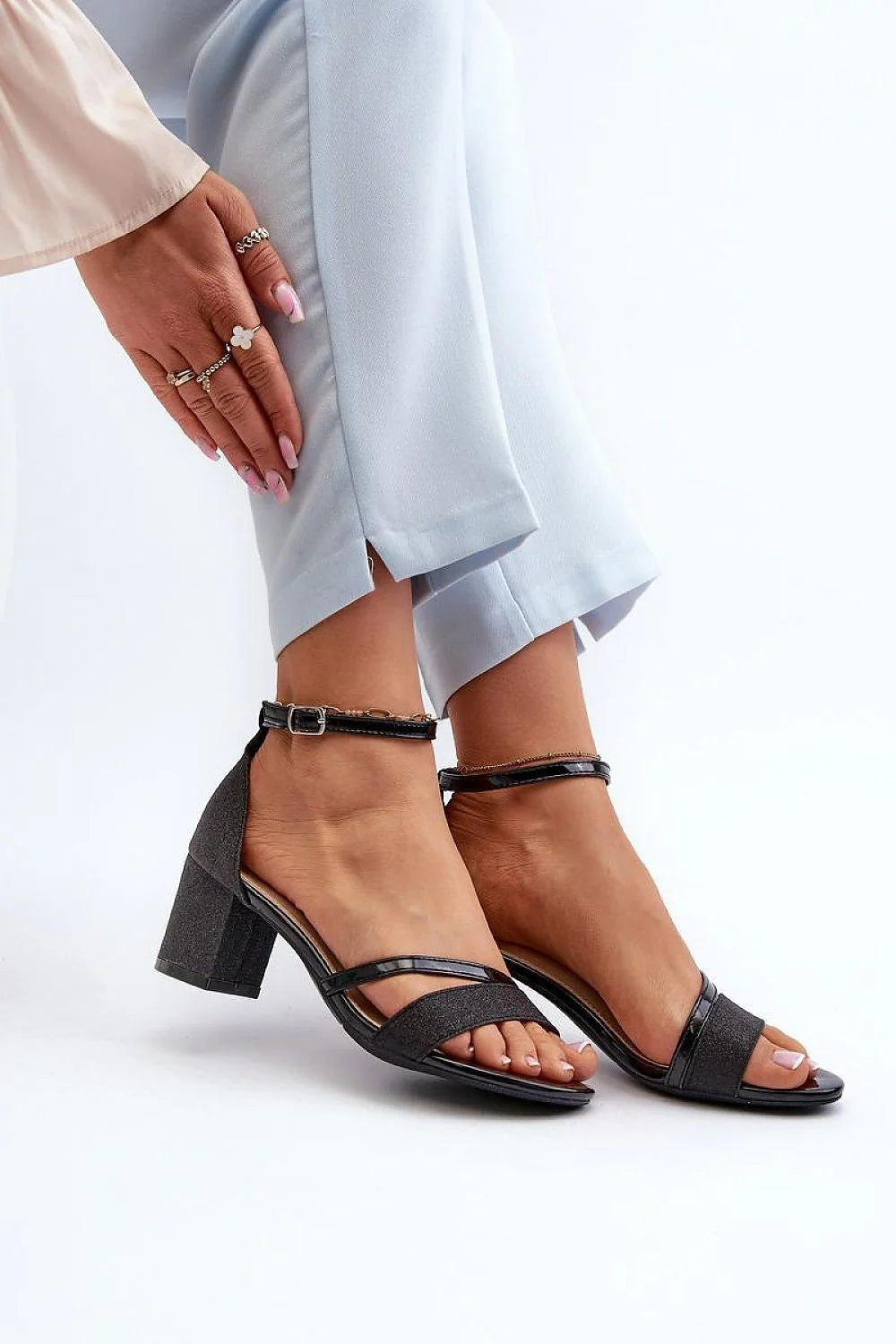 Sandales à talons Step in style Vinceza paillettes cuir écologique semelle cuir artificiel talon 6.5 cm ajustable femmes mariages soirées