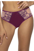Culotte féminine élégante en dentelle beige et violet prune Maureen F-3808/51 Taille ajustable maintien confortable lingerie quotidienne et occasions spéciales femme