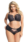 Ensemble lingerie dentelle noire sexy romantique soutien-gorge balconnet culotte taille haute élégante féminine