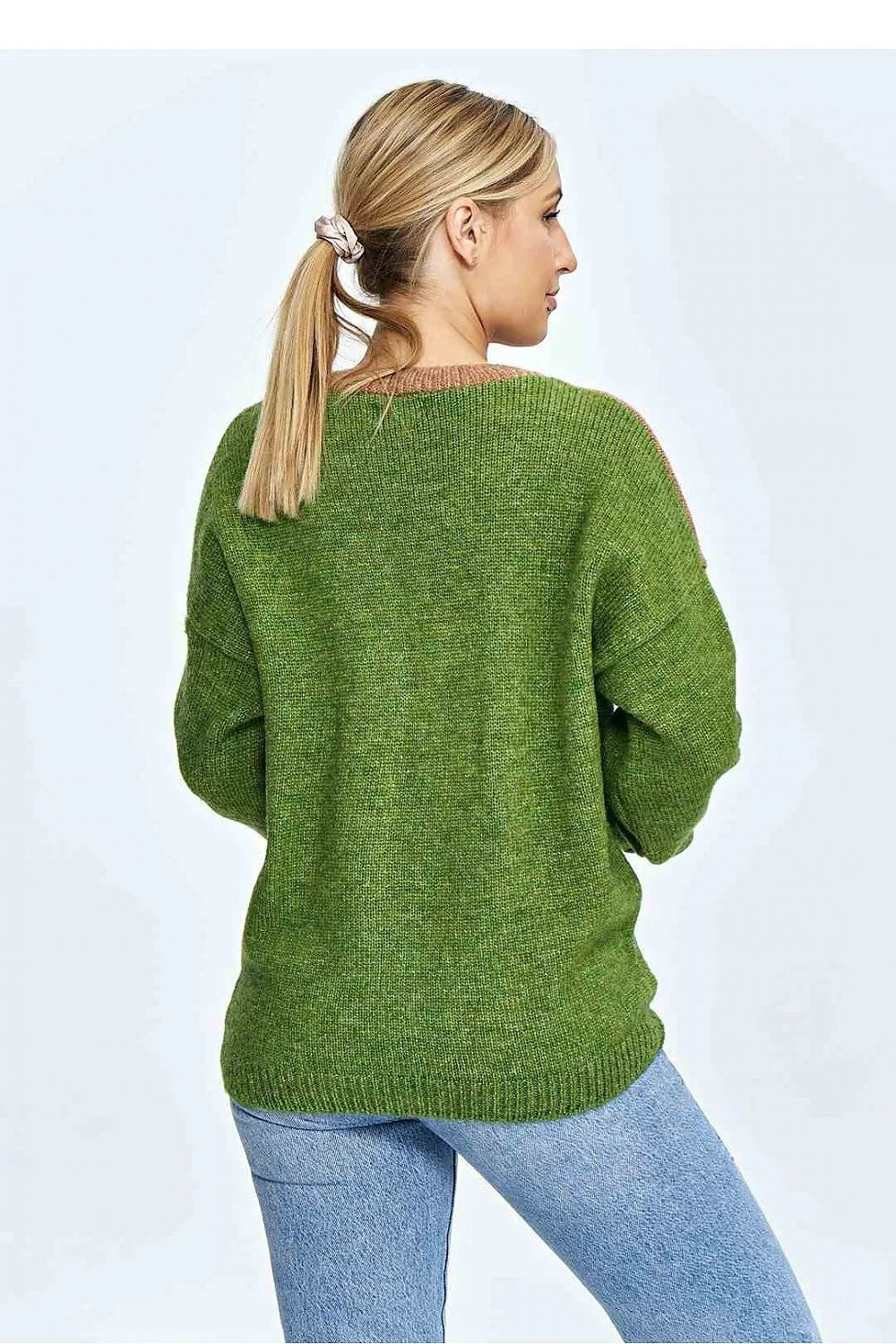 Pull audacieux multicolore femme design moderne blocs de couleur motif animalier manches longues col rond