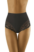 Culottes taille haute en dentelle noire élégante sexy pour femmes avec tulle rayé transparent