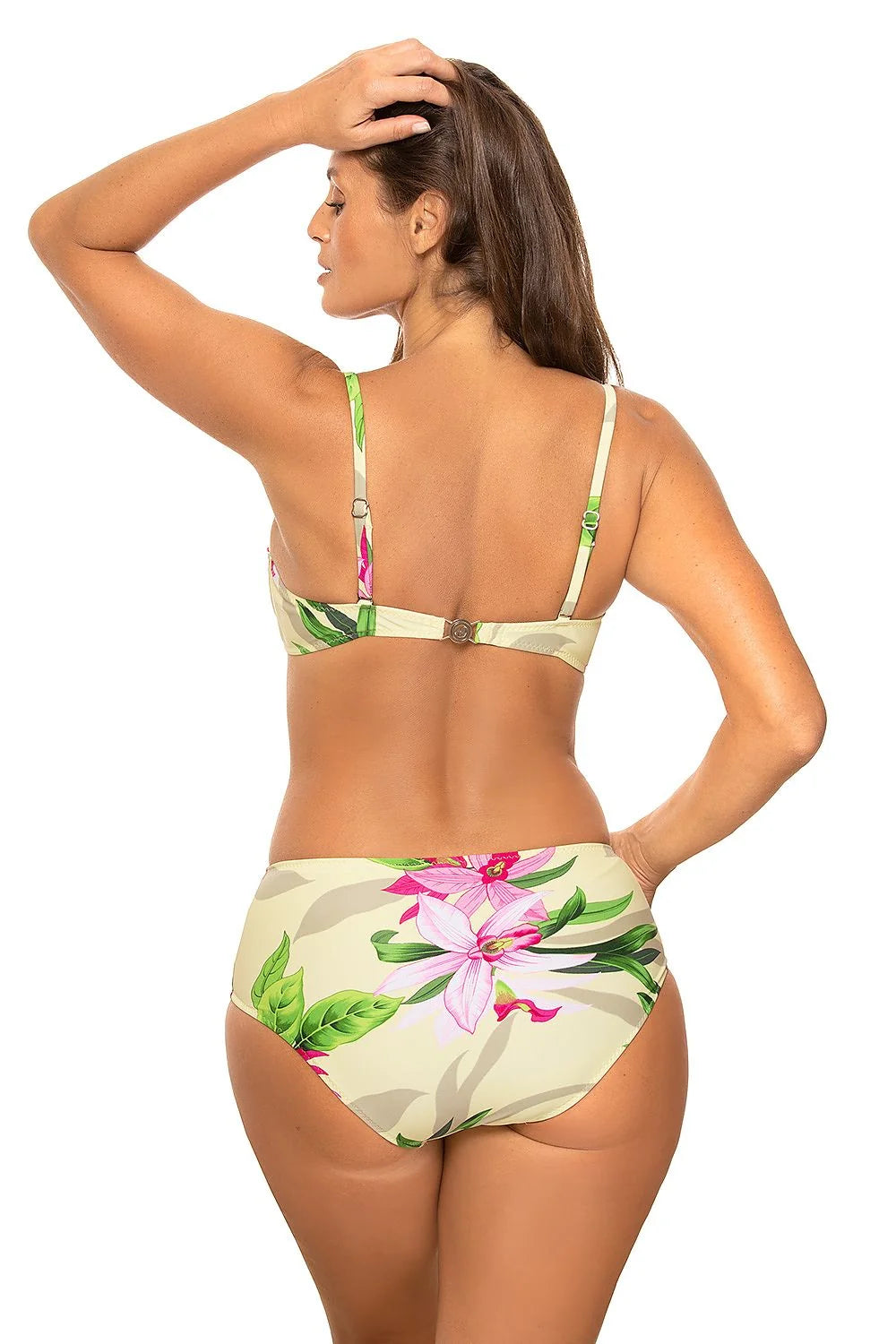 Maillot de bain deux pièces floral Marko tissu italien Carvico Tessuti soutien-gorge balconnet armature rembourrage amovible culotte haute taille basse plage été
