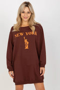 Robe sweatshirt décontractée style urbain New York Statue de la Liberté coton polyester élasthanne femme