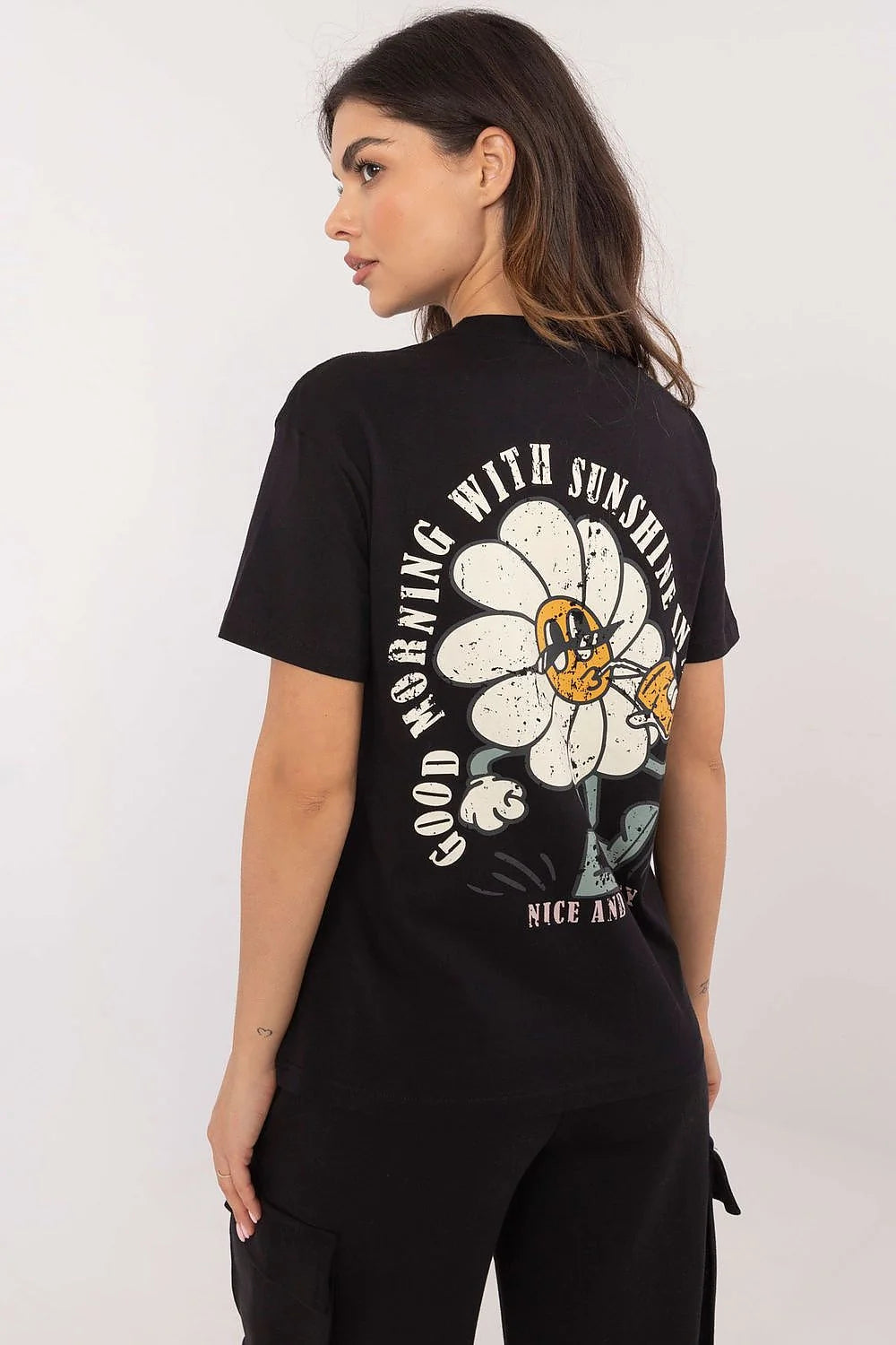 T-shirt femme moderne subtil design floral édition limitée coupe ajustée coton 100% manches courtes col rond