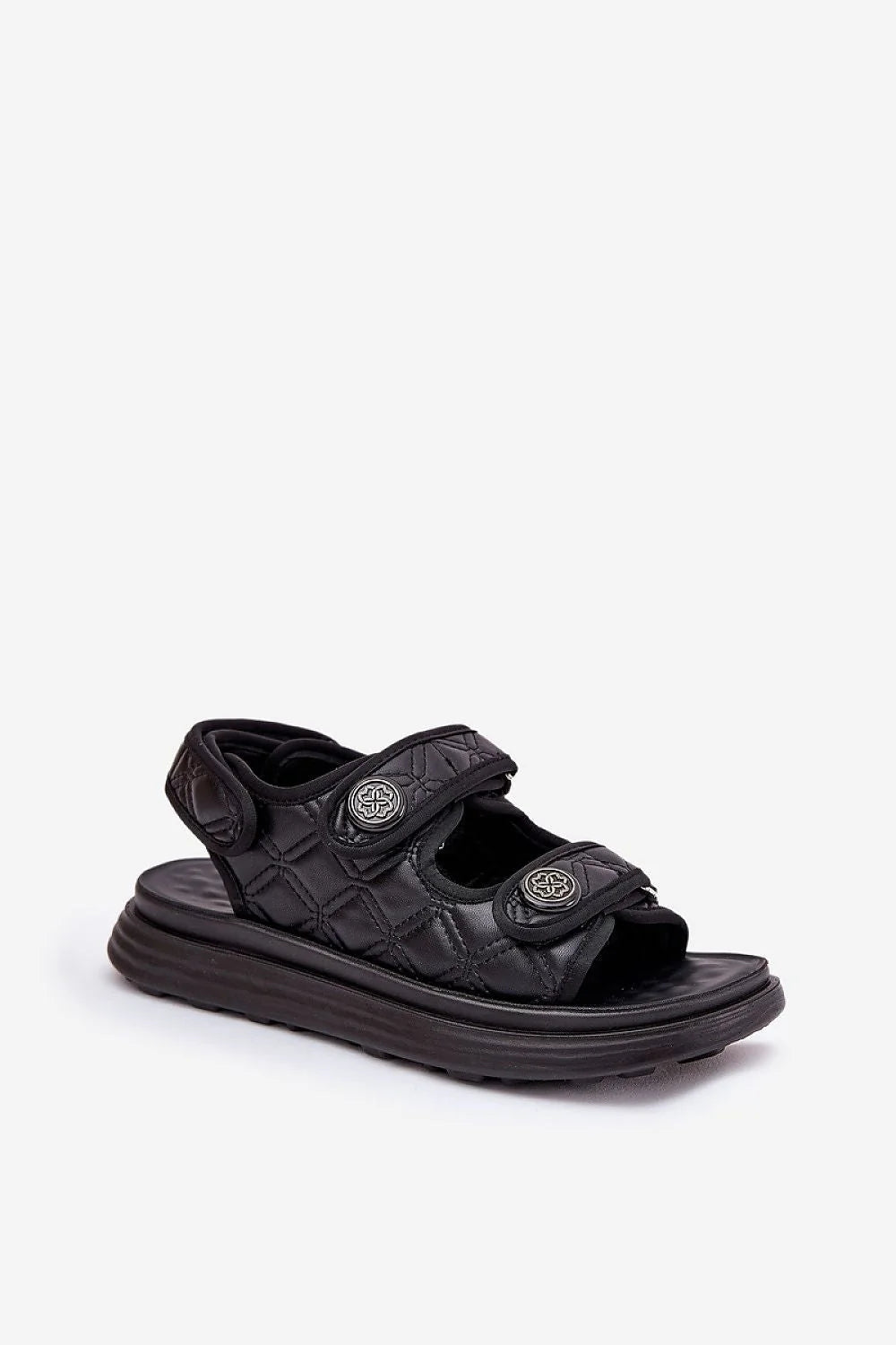 Sandales pour femmes ouvertesorte double bride ajustables plateforme amortie élégantes style estival versatile couleur noire cuir synthétique confortable