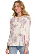 Chemisier floral viscose coupe décontractée motifs pastel chic manches longues pour femmes élégantes modernes