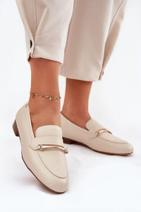 Mocassins pour femmes élégants style classique cuir naturel doré beige confortable occasionnels formels décontractés