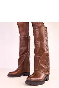 Bottes cuissardes cuir écologique marron cognac élégantes confortables style robuste pour femmes modernes froid