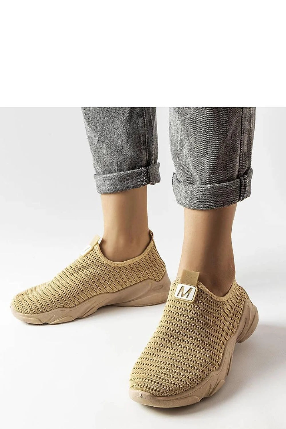 Chaussures de sport féminines modernes en maille beige respirante confortable durabilité amorti occasions quotidiennes