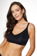 bralette noir sans armature bonnets matelassés moulés microfibre extensible bretelles réglables base élastique invisible confortable maintien léger naturel