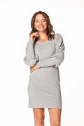 Robe de jour Tessita en coton et polyester, style simple et élégant, manches longues, encolure bateau, coupe droite, idéale pour les occasions décontractées et formelles, femmes