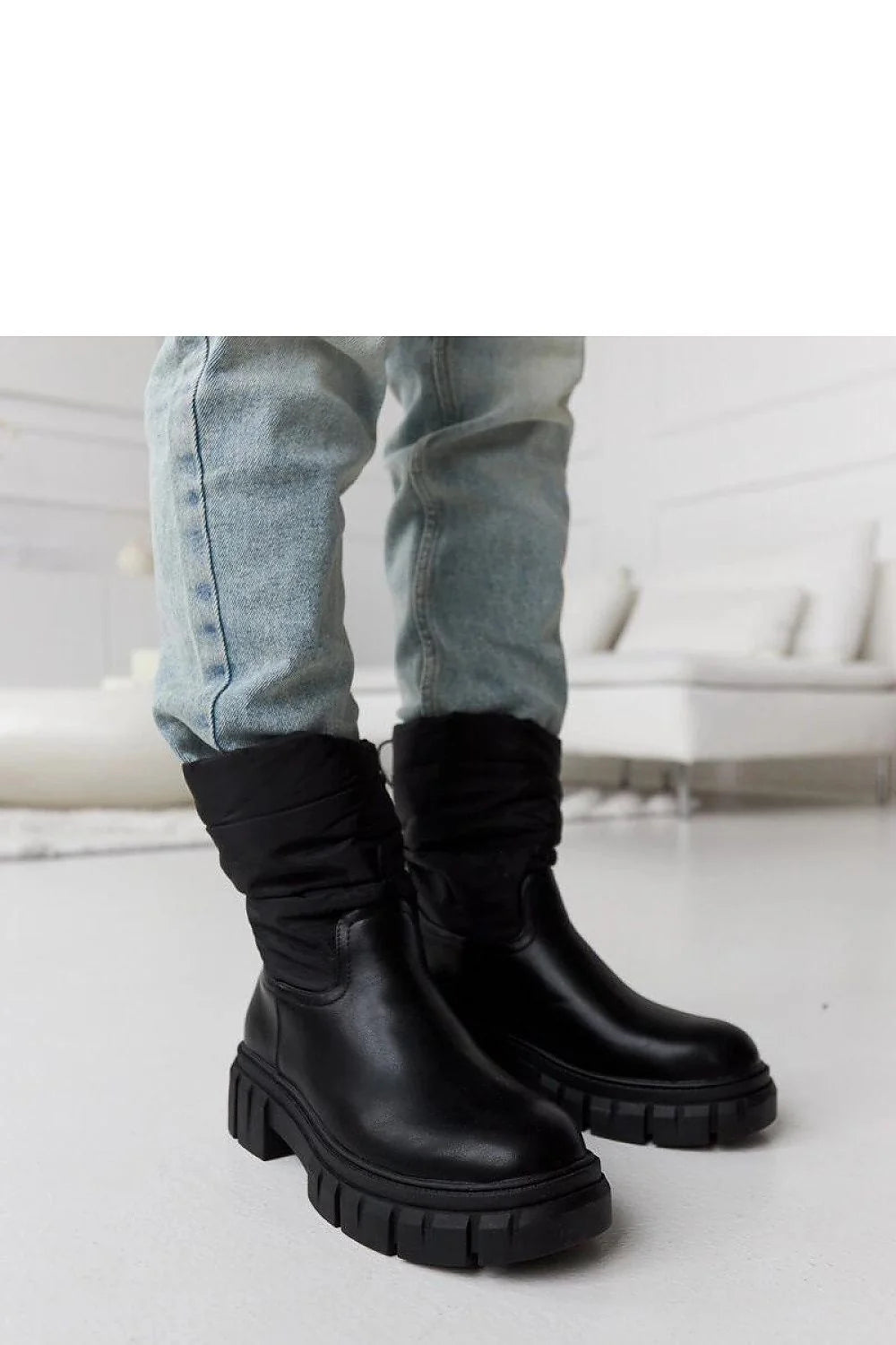 Bottes de neige pour femme design moderne en cuir noir matelassé Hoffman isolation supérieure semelle épaisse hiver 2023