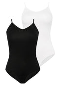 Body femme en viscose elastane couleur noire et blanche V-neck spaghetti straps coupe ajustée doux respirant