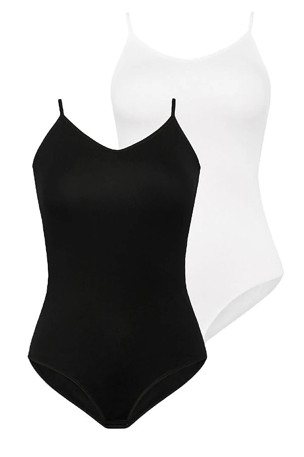 Body femme en viscose elastane couleur noire et blanche V-neck spaghetti straps coupe ajustée doux respirant