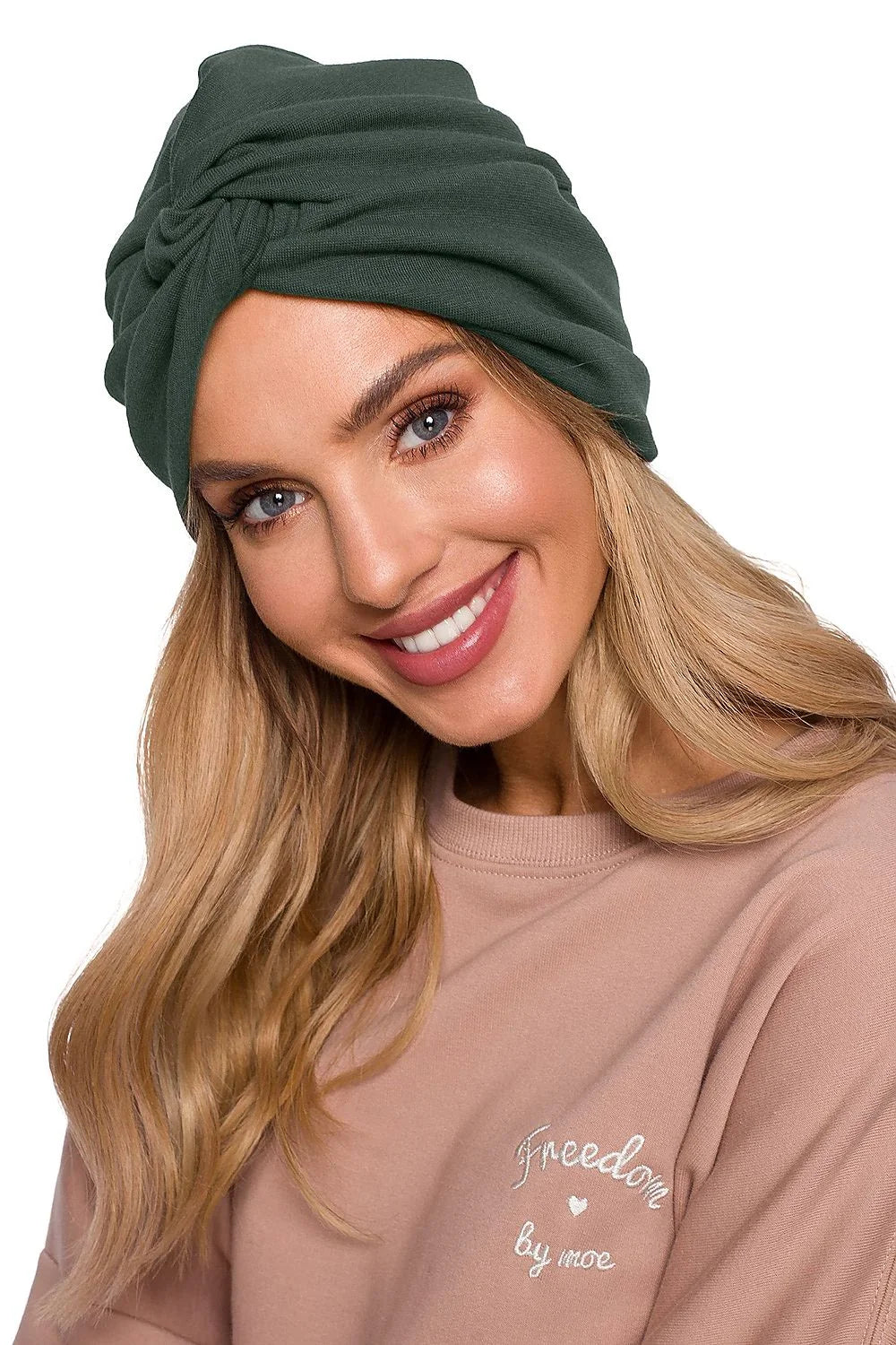 Ensemble turban et top femme coton mélangé bohème confortable élégant beige rosé brodé casual