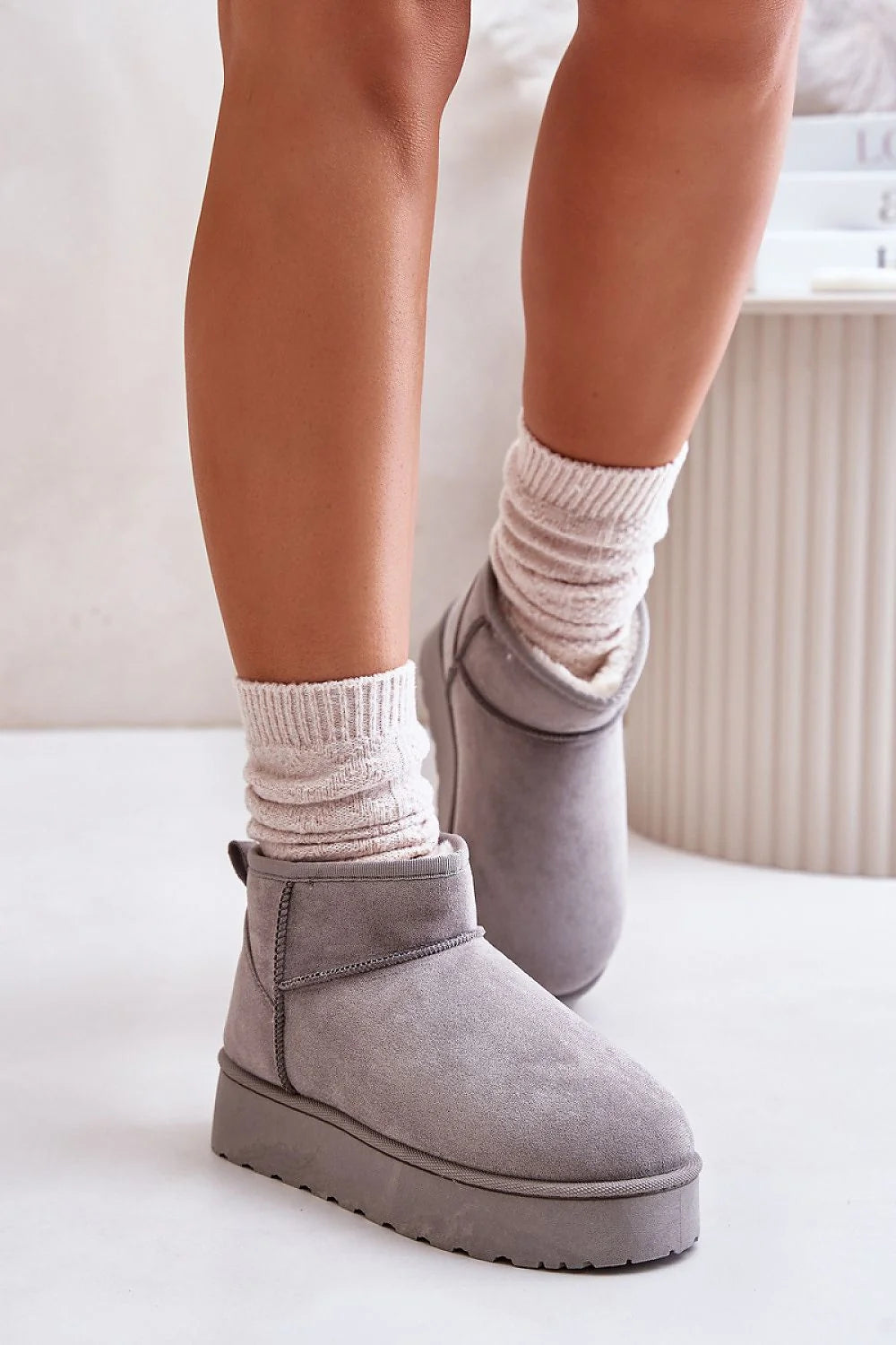 Bottes de neige Step in style femmes style casual coupe basse suède écologique fourrure synthétique plateforme caoutchouc