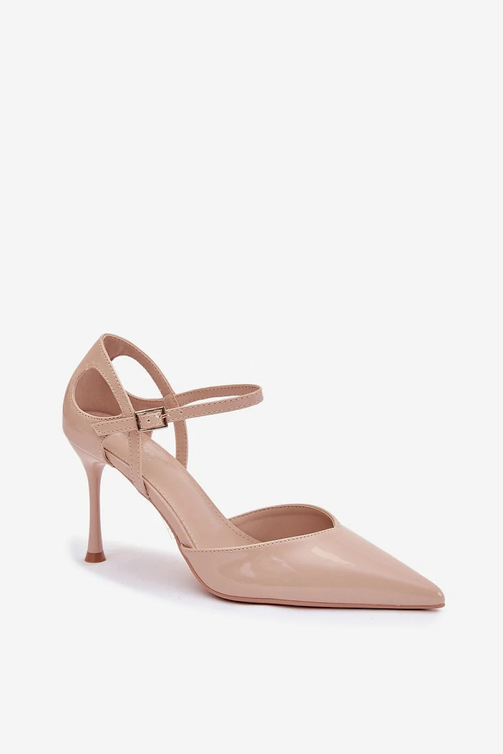 escarpins femme similicuir verni nude blush slingback stiletto talon haut bout pointu bride réglable boucle stabilité élégance effilée cérémonie
