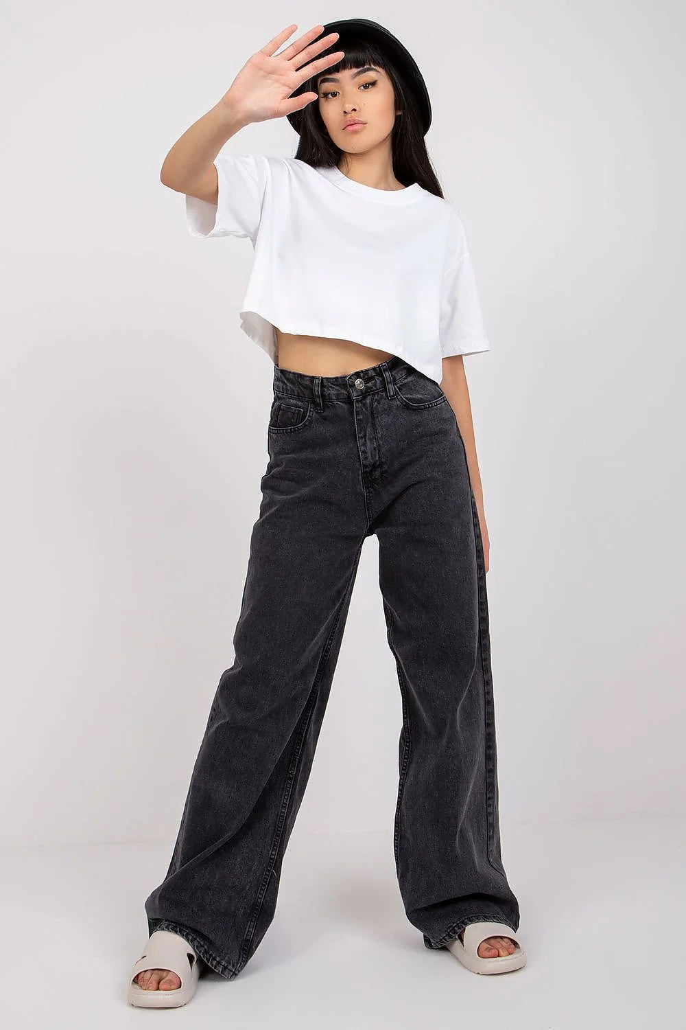 T-shirt crop blanc femme mode élégant tendance coton 90% élasthanne 10% coupe ample manches courtes