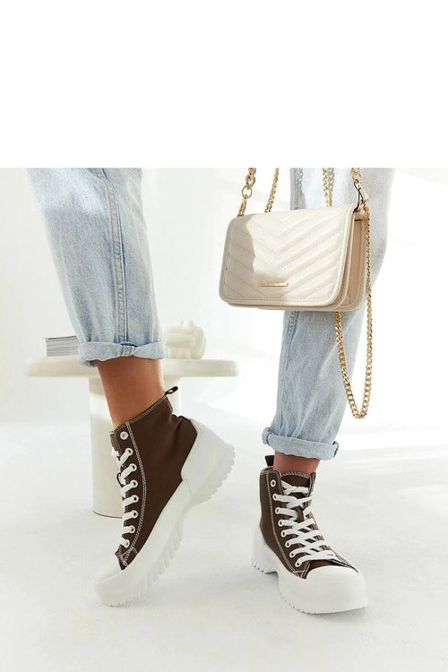 Baskets montantes Solea Ronchis design moderne toile marron lacets blancs semelle gomme crantée conforturable femmes
