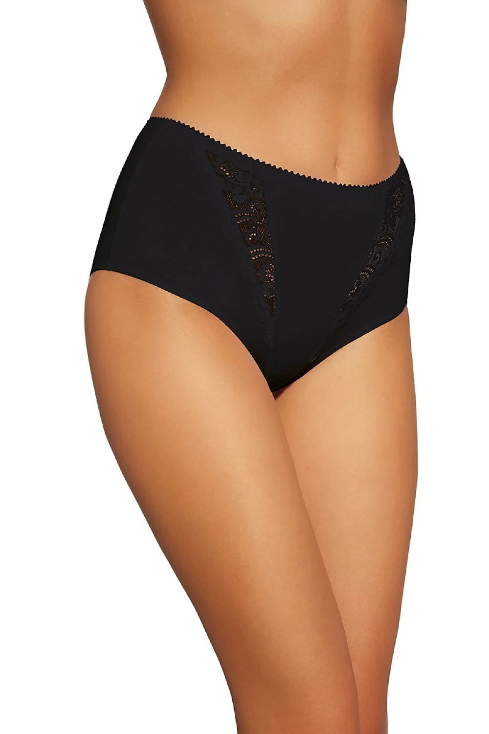 culotte haute femme dentelle coton elastane confortable classique blanche taille S M L XL soutien respirant douceur finitions festonnees