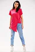 Chemisier asymétrique Infinite You en coton doux, manches courtes, look moderne et sophistiqué pour femmes
