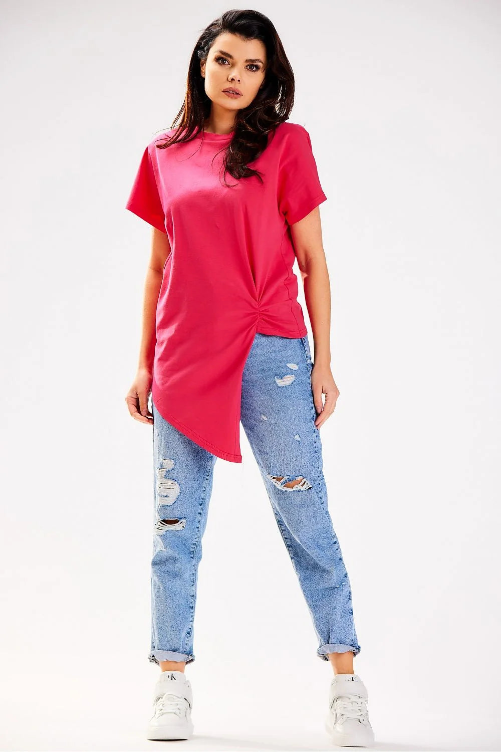 Chemisier asymétrique Infinite You en coton doux, manches courtes, look moderne et sophistiqué pour femmes