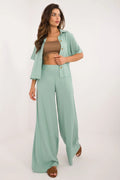 Ensemble deux pièces pour femme chemise pantalon large coupe classique style élégant confortable occasion quotidienne travail