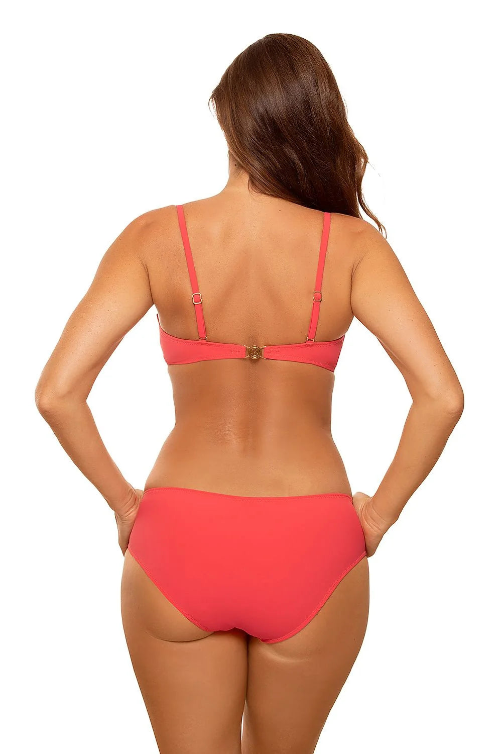 Maillot de bain deux pièces Marko effet push-up Bardot dos fermé bretelles ajustables tissu italien Carvico Tessuti couleur gris clair femmes
