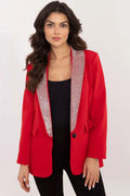 Veste blazer élégante pour femme rouge vif strass manches longues coupe droite occasion spéciale