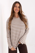 chemisier micromodal élasthanne doux respirant léger oversize rayé beige blanc manches longues col fendu épaules tombantes coupe ample polyvalent quotidien