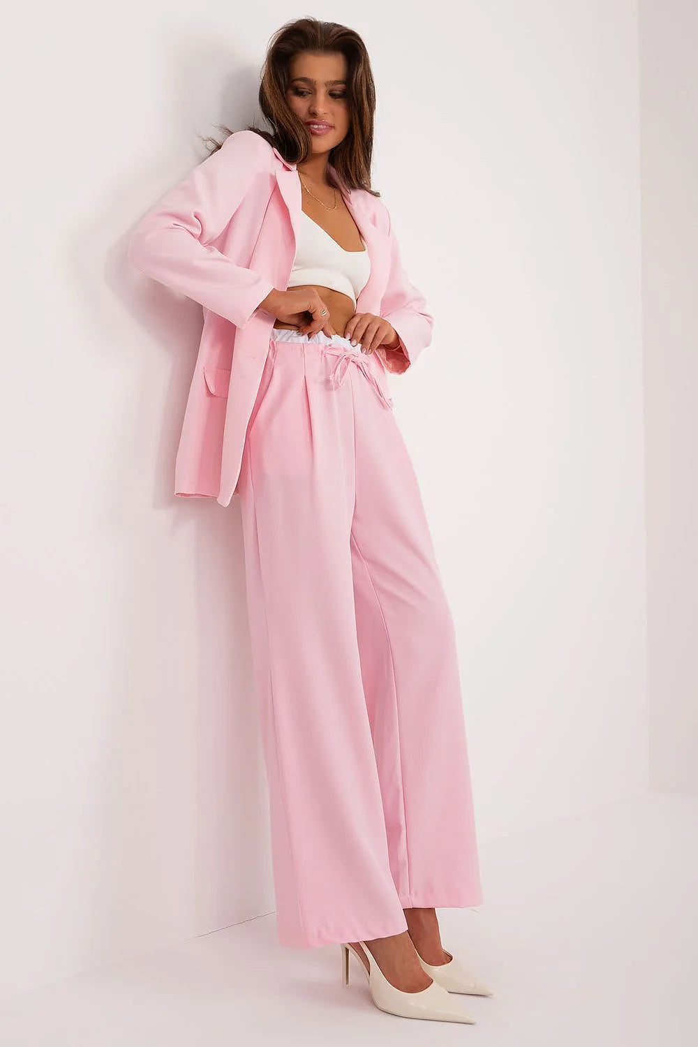 Ensemble femme blazer pantalon large rose pastel blazer manches longues taille haute pantalon large blazer sans boutons blazer blazer blazer