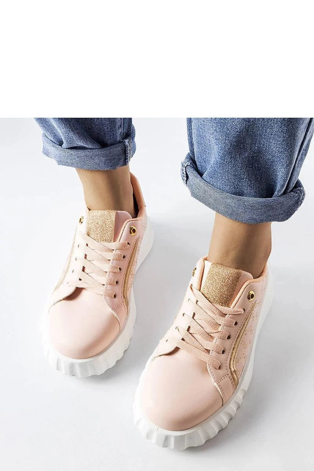 Baskets femmes modernes élégantes rose paillettes dorées lacets confortables amorti semelle caoutchouc style urbain été tendance