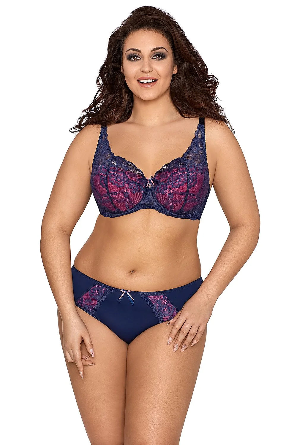 Ensemble lingerie Axami microfibre satinée bleu rose élégant sexy tailles S à XXXXL femmes